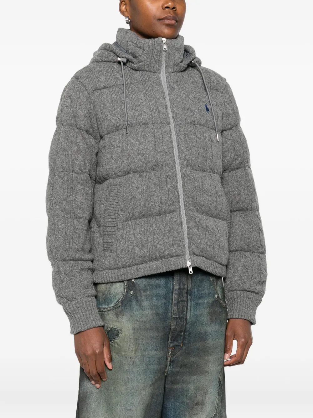 Polo Ralph Lauren Quilted Hooded Jacket In Gray