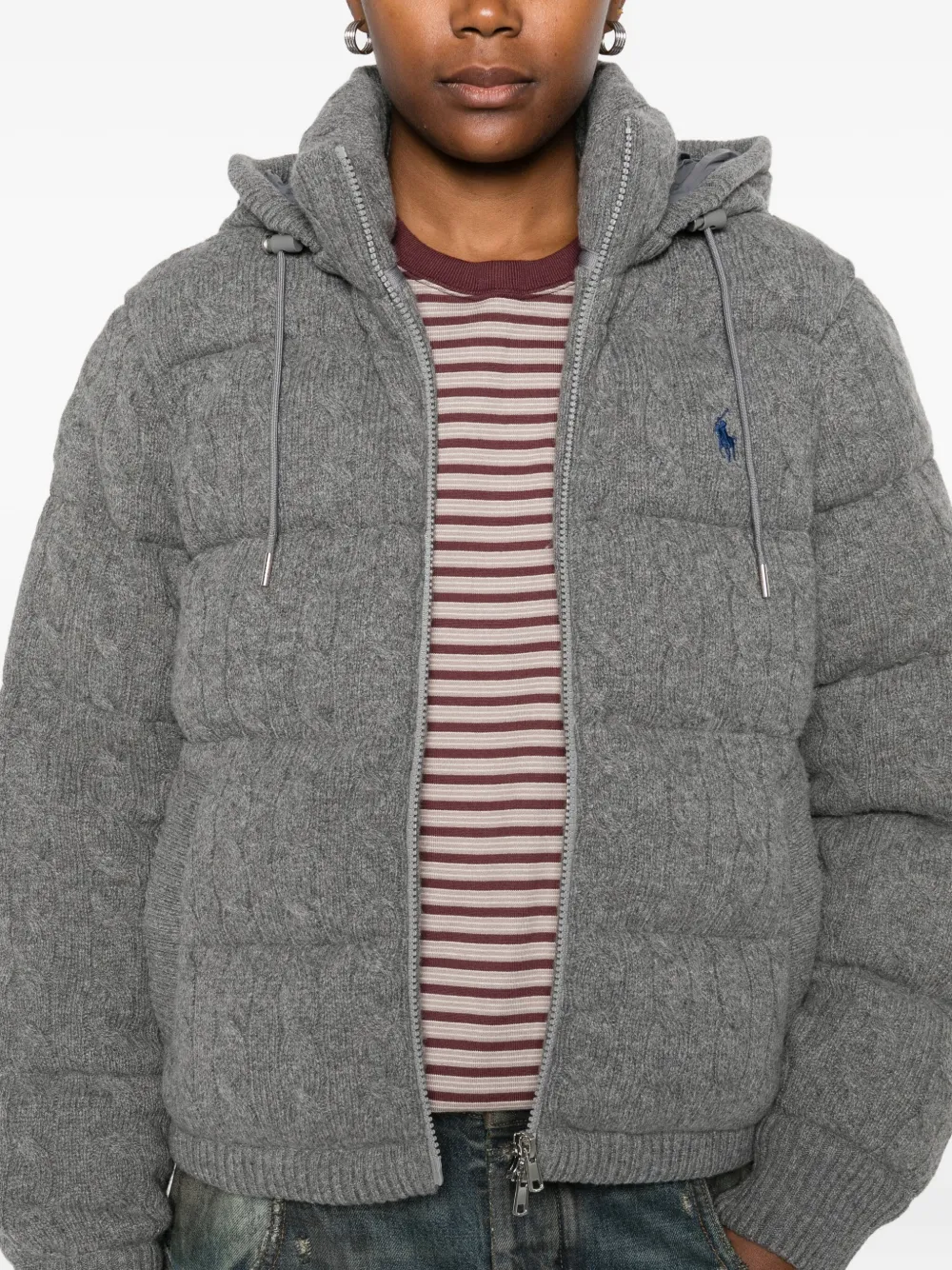 Polo Ralph Lauren Quilted Hooded Jacket In Gray
