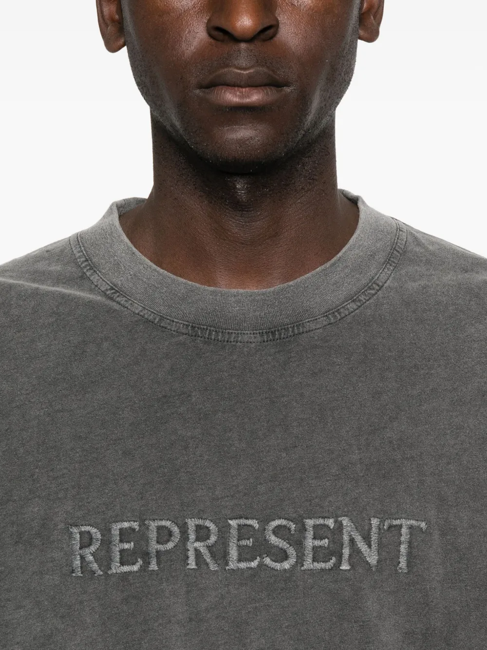 Represent T-shirt met geborduurd detail Grijs