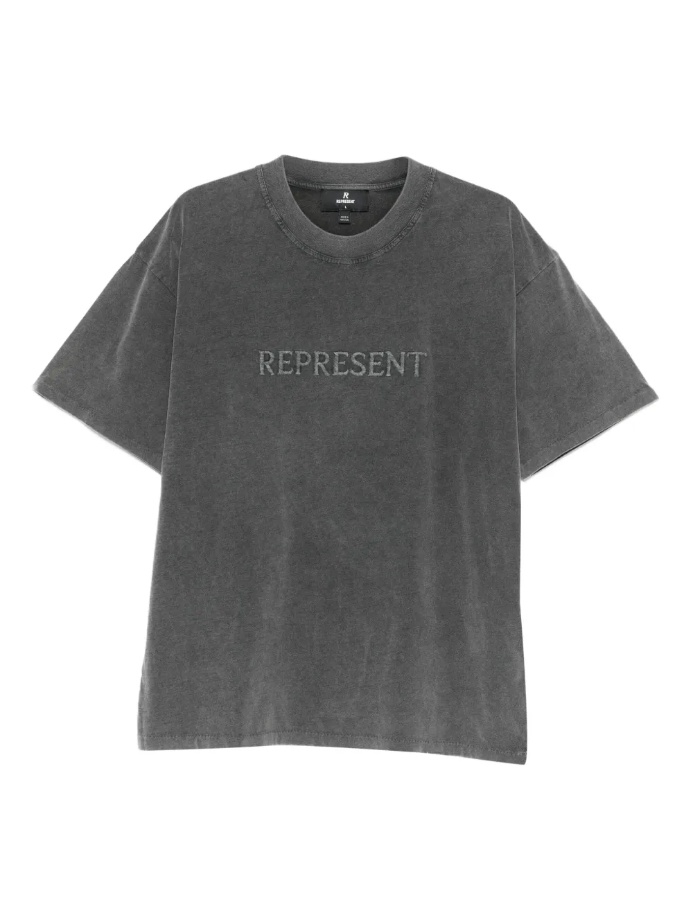 Represent embroidered-detail cotton T-shirt | Grey | Image 1