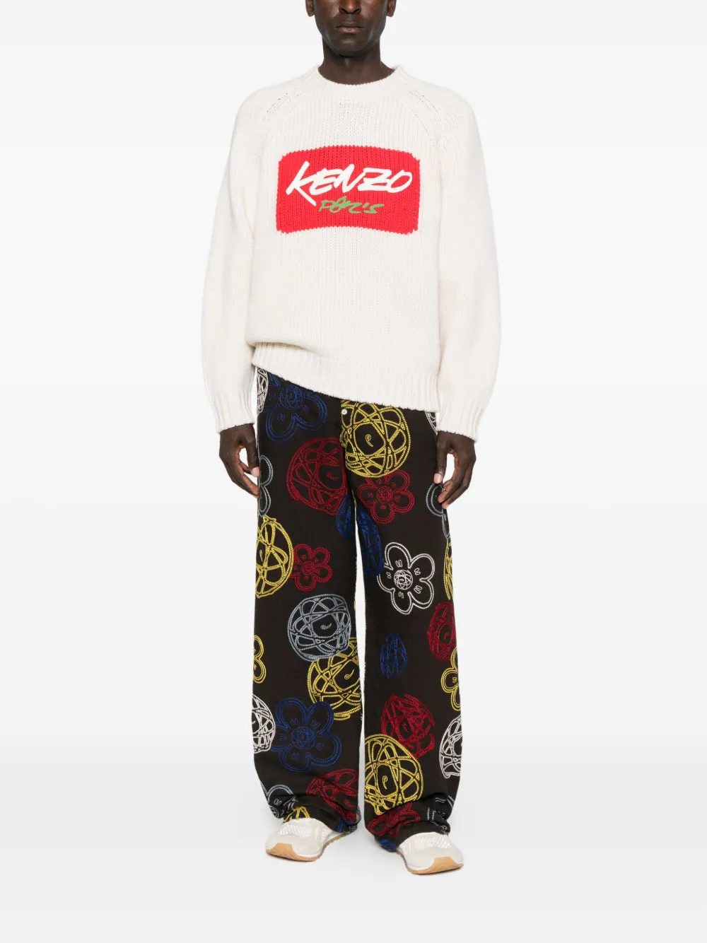 Kenzo logo-print crew-neck sweater - Beige
