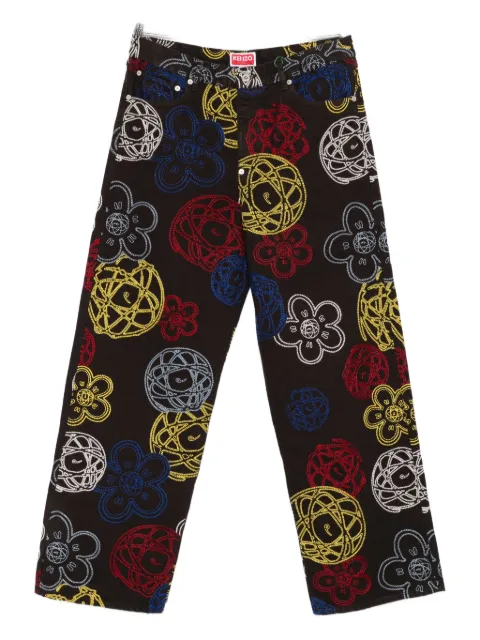 Kenzo xFutura 2000 flower-embroidered trousers