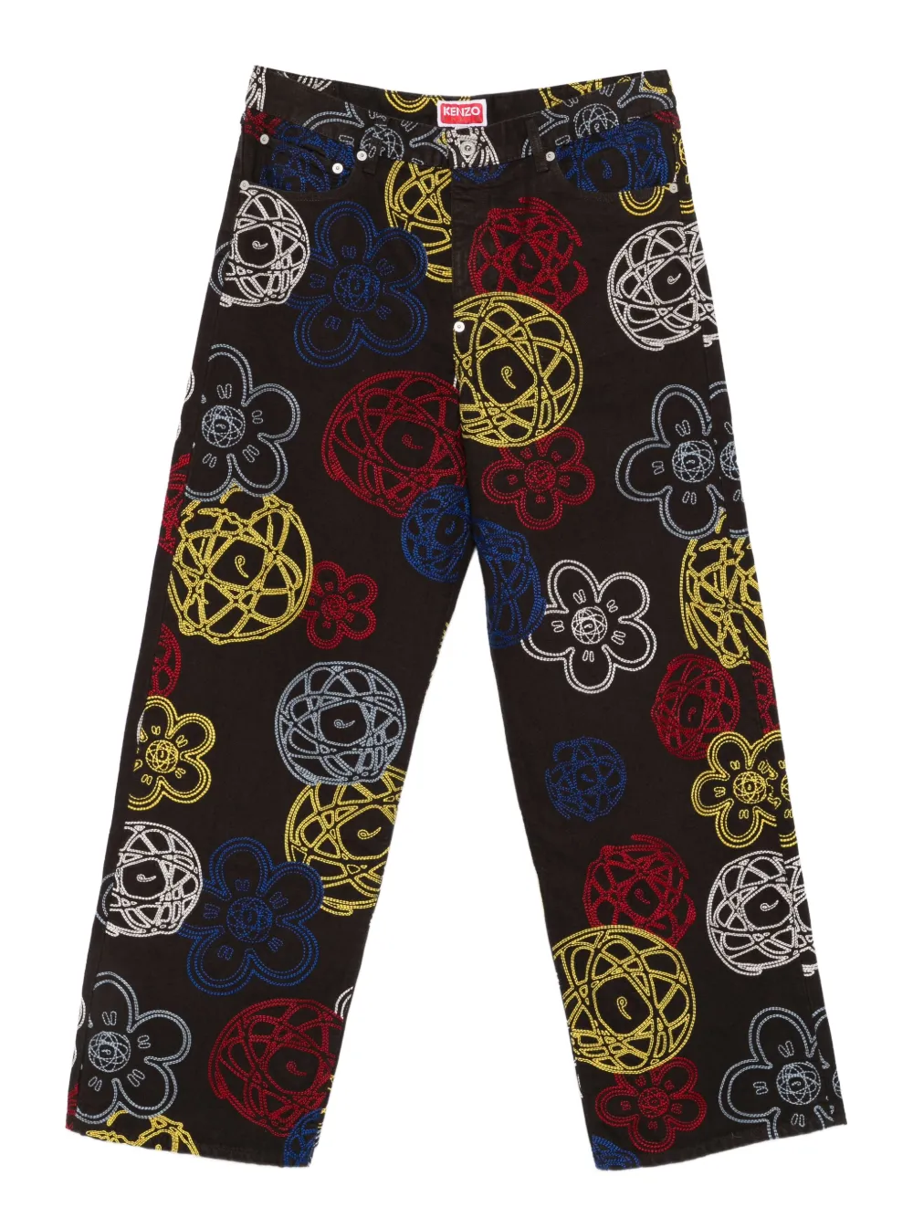 Kenzo xFutura 2000 flower-embroidered trousers | Brown | Image 1