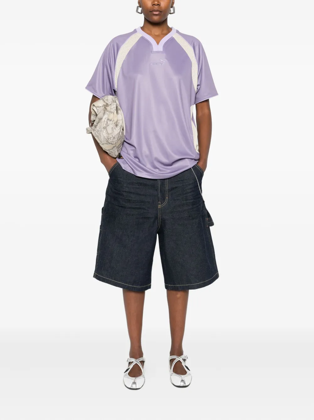 Puma X Fenty V-neck Shor-sleeve In Purple