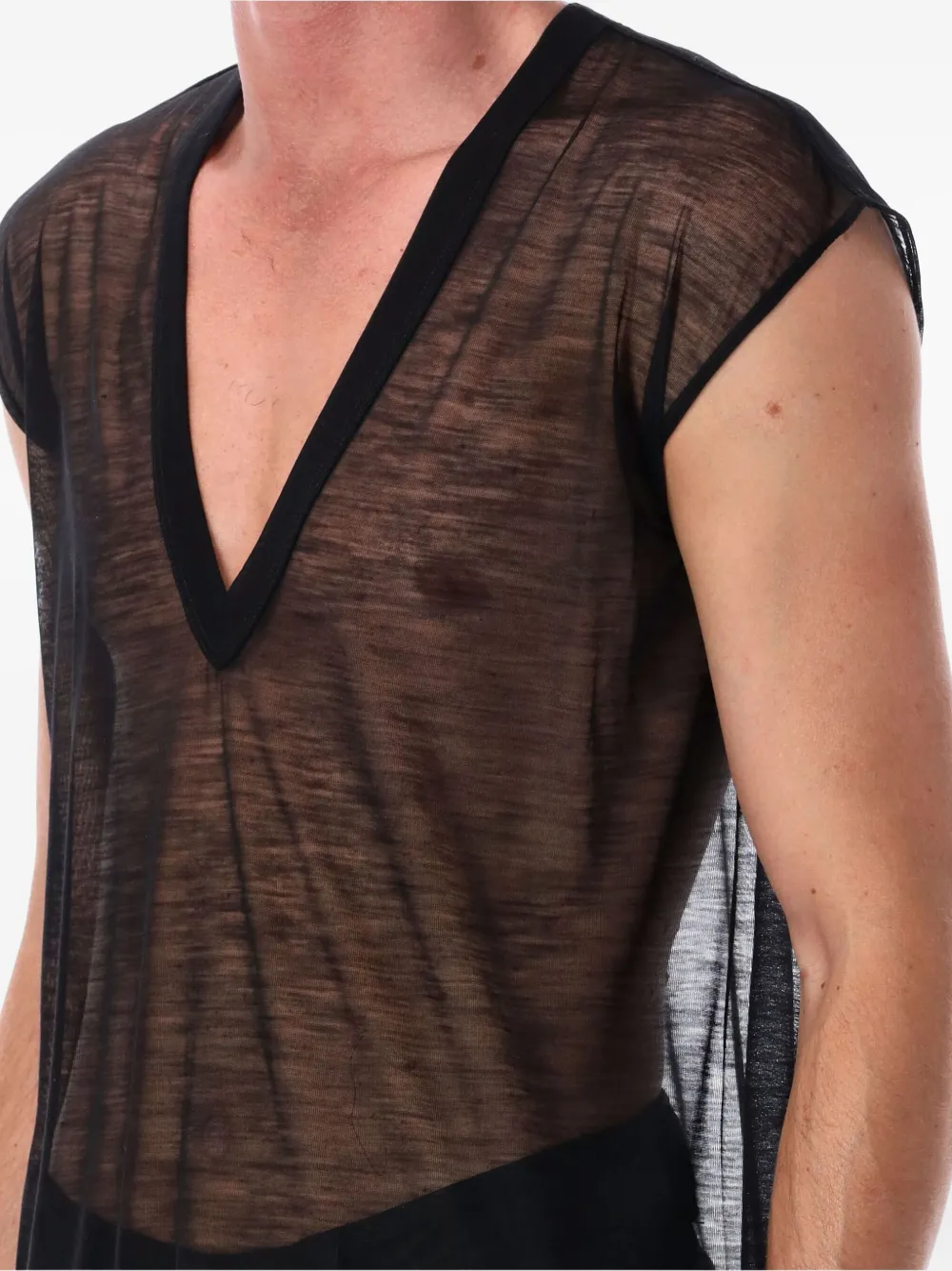 Rick Owens Deep V Sl T-shirt In Black