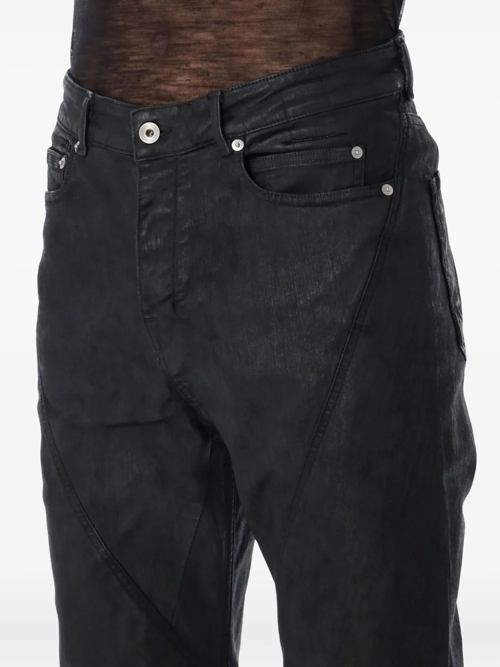 Rick Owens Drkshdw Flare Stitched Pockets Belted Trousers In Multi