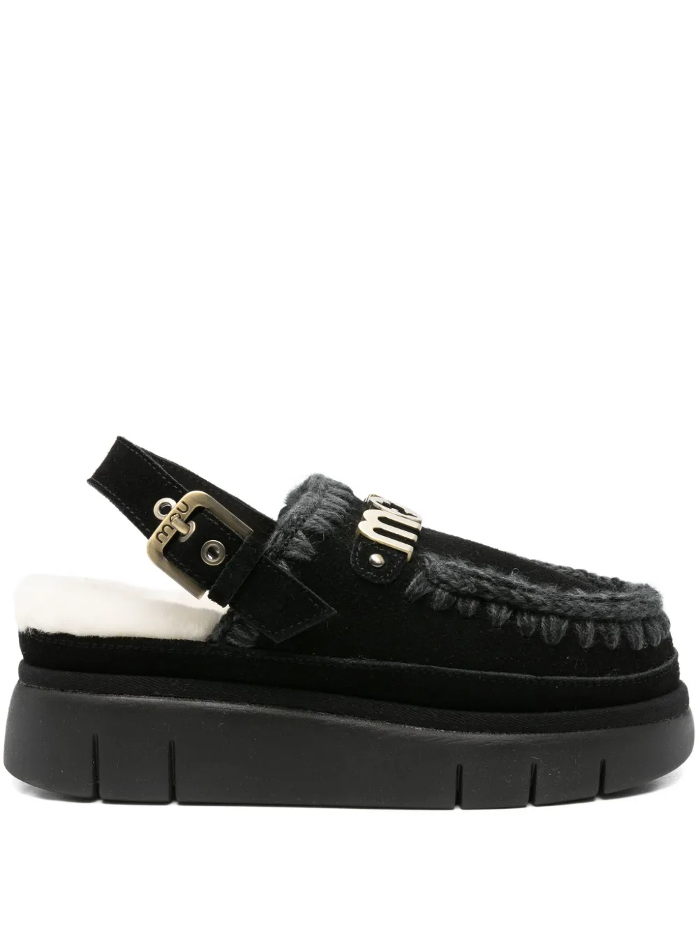 Mou Bounce slingback platform mules Black