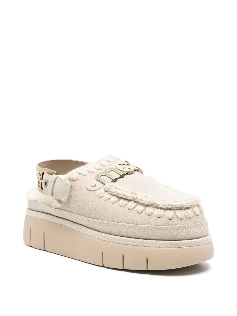 Mou Bounce slingback muiltjes met plateauzool Beige