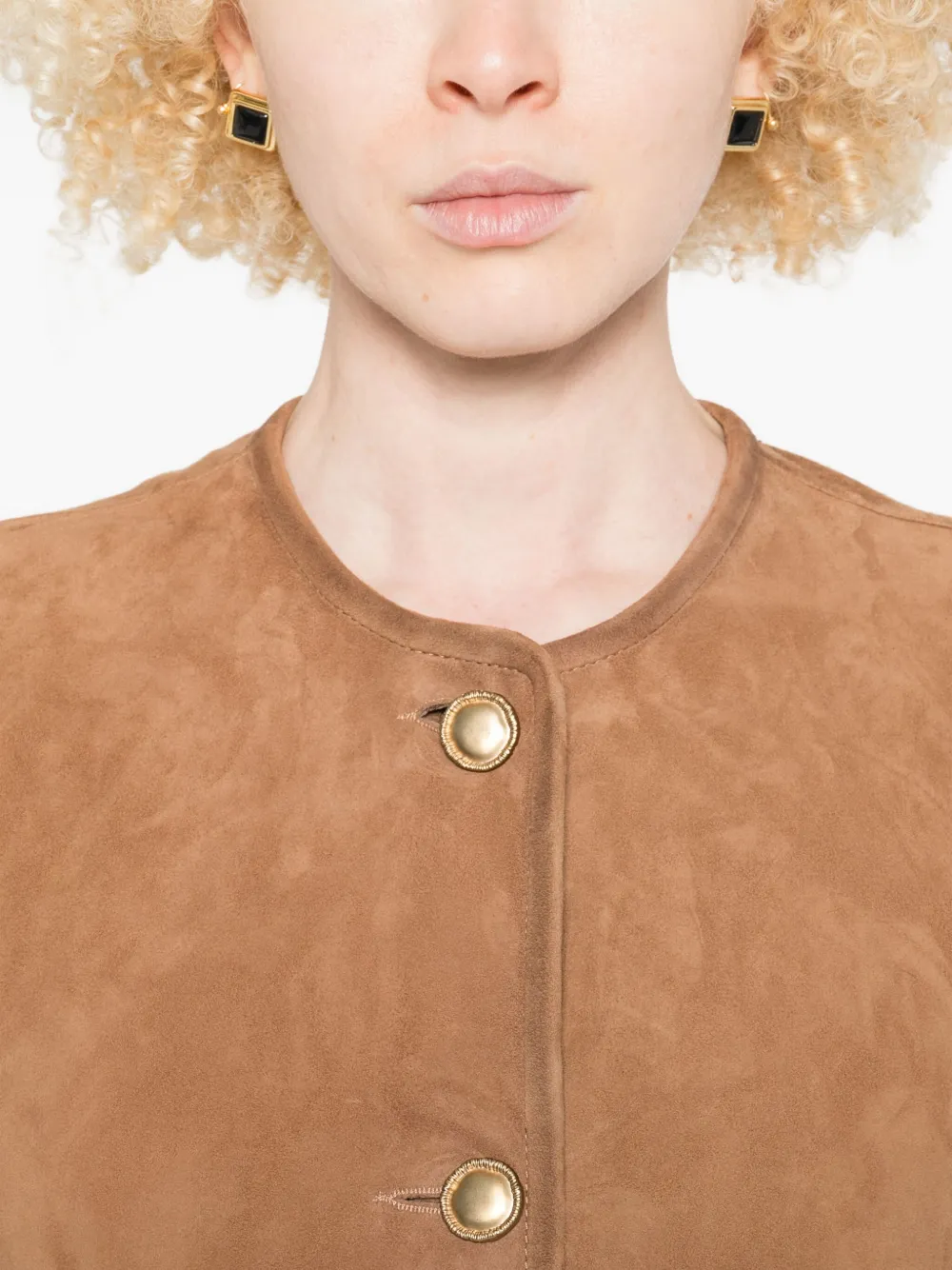 Arma Suede Round-neck Jacket In Brown