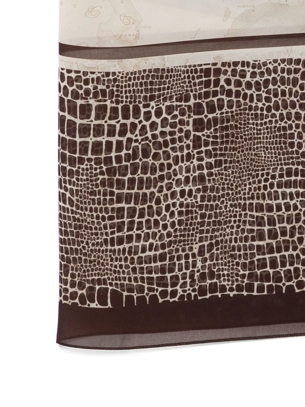 Alviero Martini 1° Classe Map-print Crocodile-effect Scarf In Brown