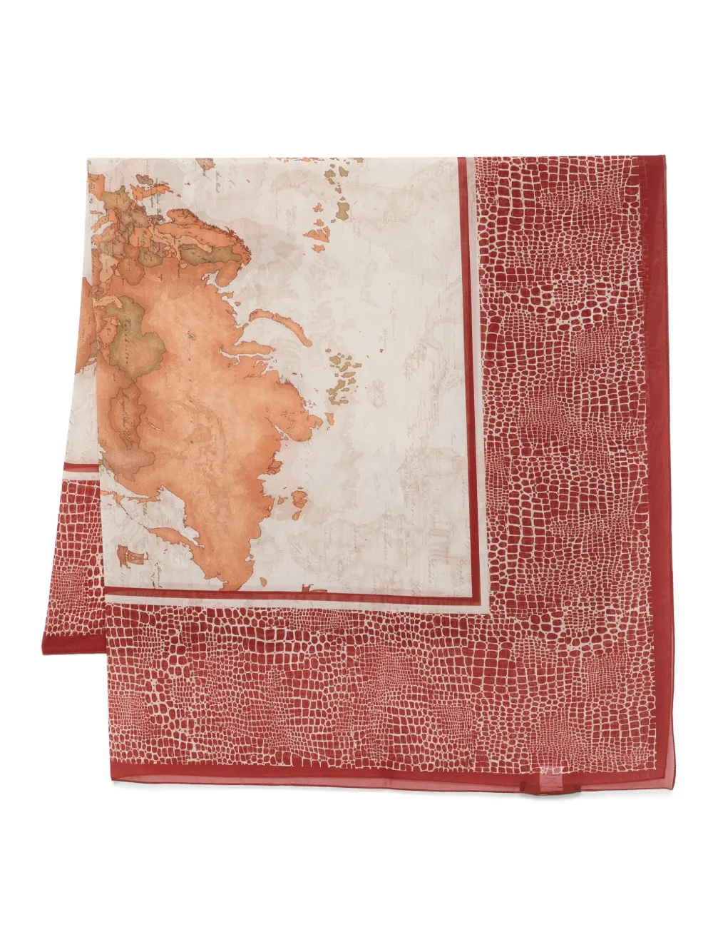 ALVIERO MARTINI 1° CLASSE map-print crocodile-effect scarf | Neutrals | Image 1