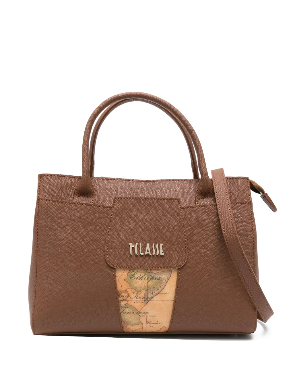 ALVIERO MARTINI 1° CLASSE map-detail leather tote bag | Brown | Image 1