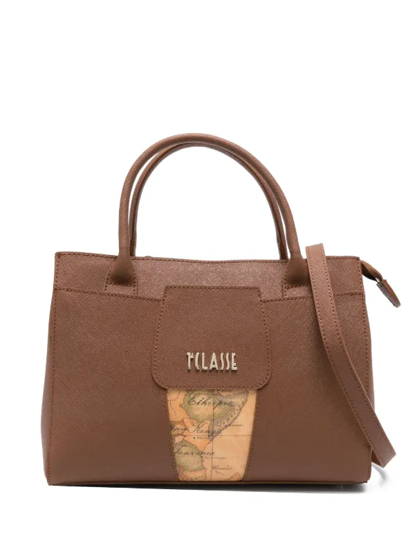 ALVIERO MARTINI 1° CLASSE Borsa Tote Con Dettaglio Mappa Marrone