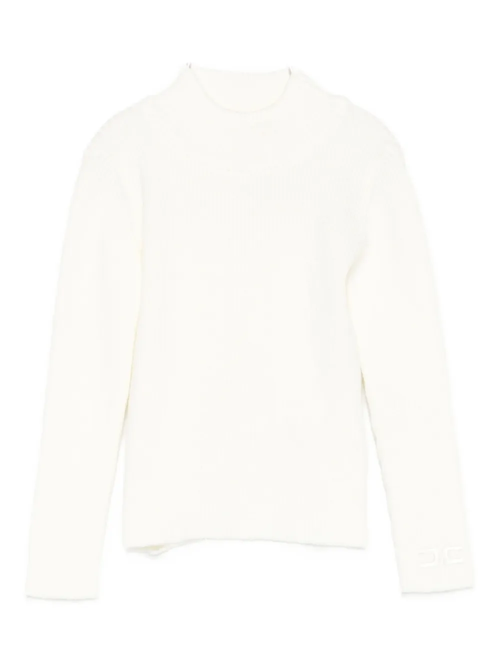 Elisabetta Franchi La Mia Bambina Ribbed-knit Sweater In White