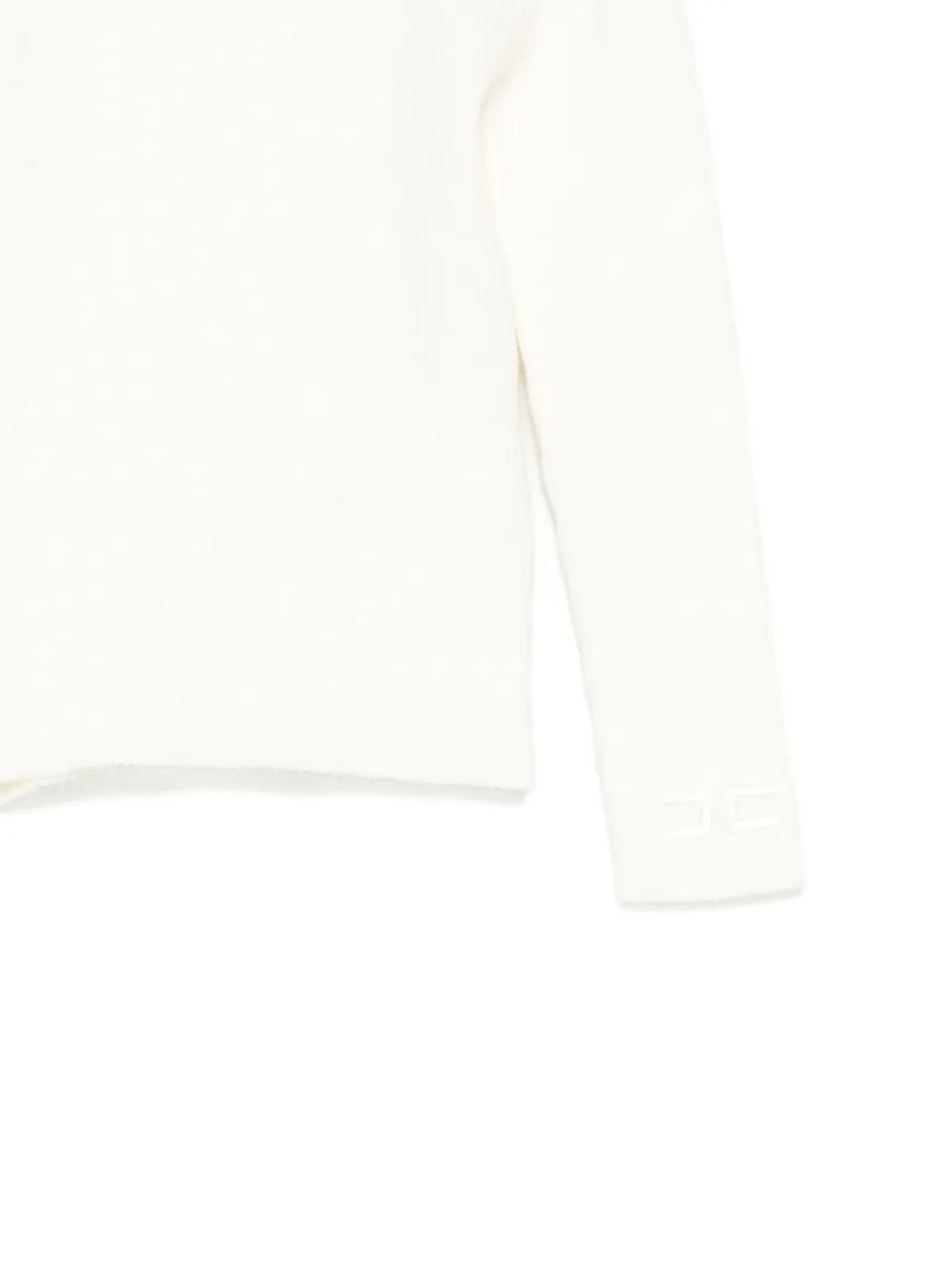 Elisabetta Franchi La Mia Bambina Ribbed-knit Sweater In White