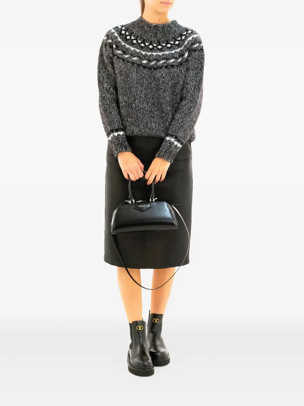 P.A.R.O.S.H. leather midi skirt - Zwart
