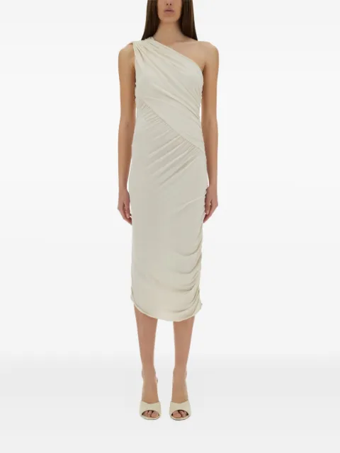 Rick Owens Lilies vestido midi drapeado con hombro descubierto