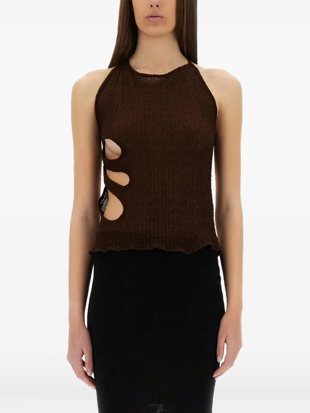 Selia Richwood Lily cut-out halter top - Marrone