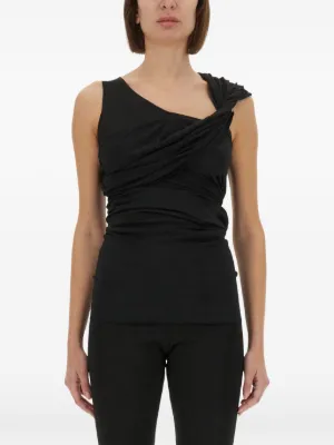 Rick Owens Lilies Draped Sleeveless Top | Black | FARFETCH RO