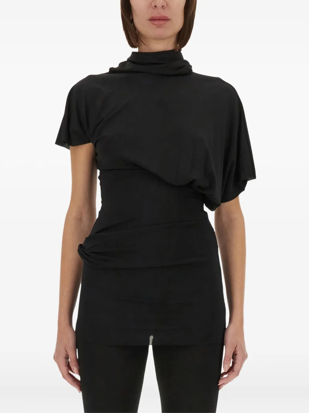Rick Owens Lilies turtleneck asymmetric-sleeves top | Black | Image 1
