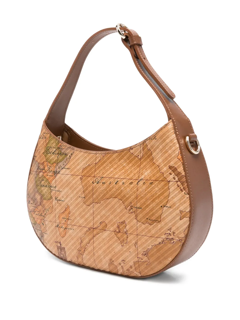 Alviero Martini 1° Classe Geo-map Half-moon Shoulder Bag In Neutral