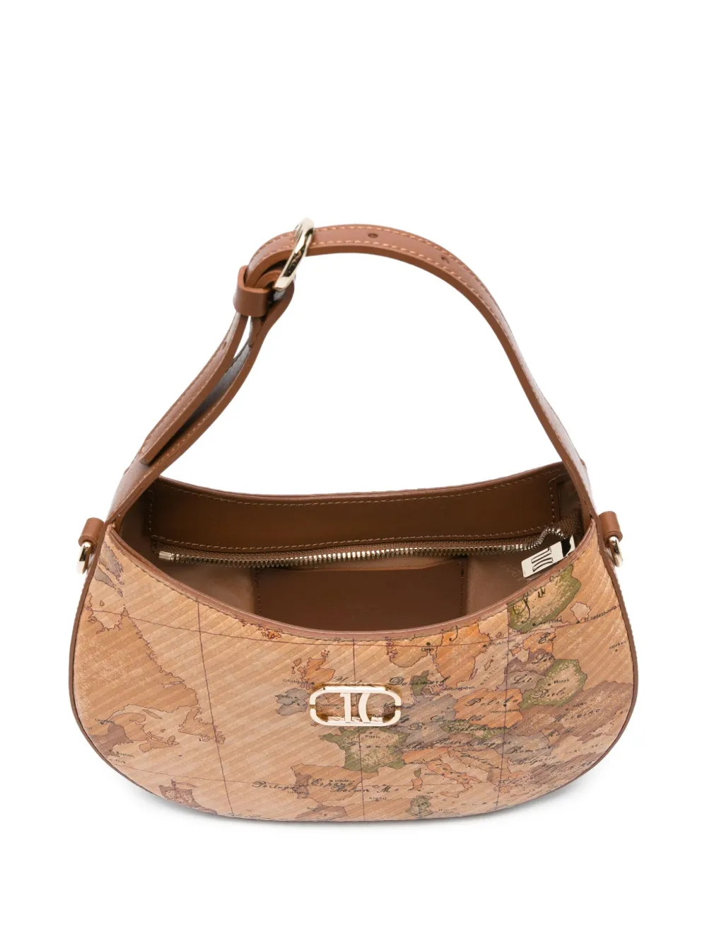 Alviero Martini 1° Classe Geo-map Half-moon Shoulder Bag In Neutral