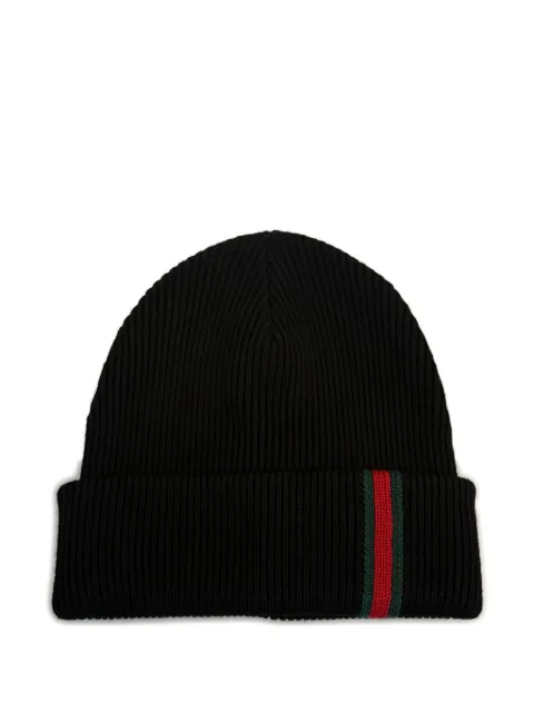 Gucci Web Stripe ribbed beanie