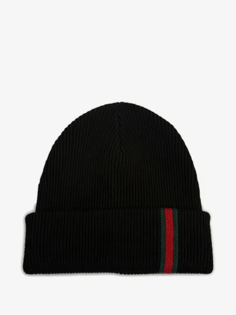Gucci Web-stripe ribbed beanie hat