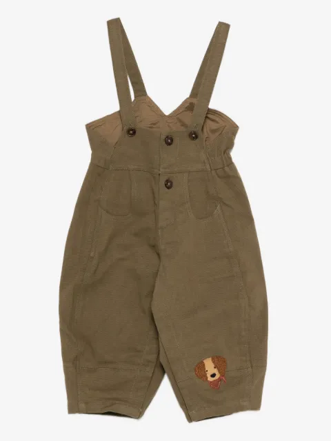 Donsje button-fastening dog-embroidery dungarees