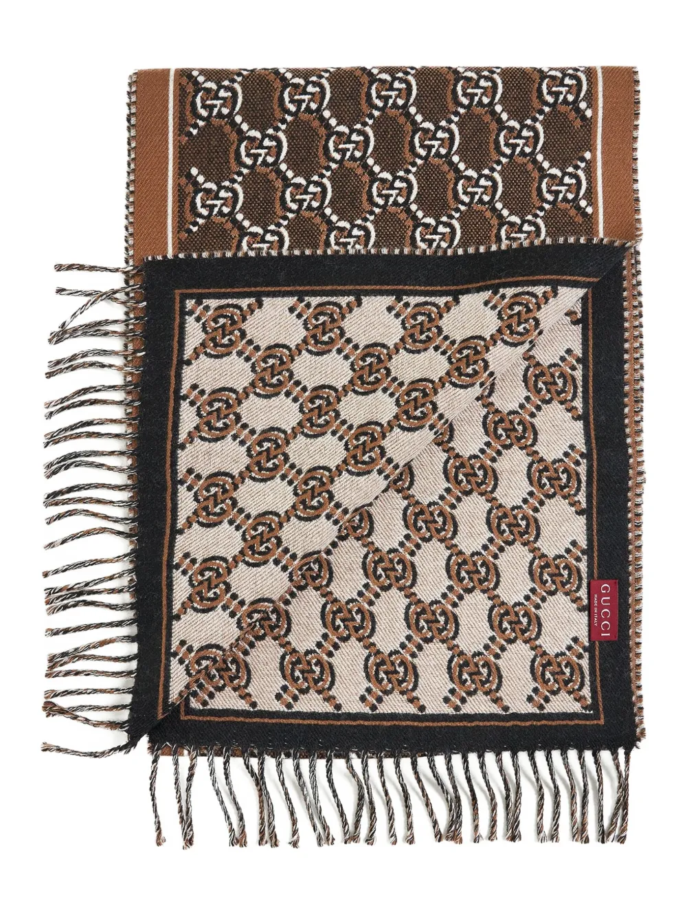 Gucci GG-logo jacquard wool scarf - Beige