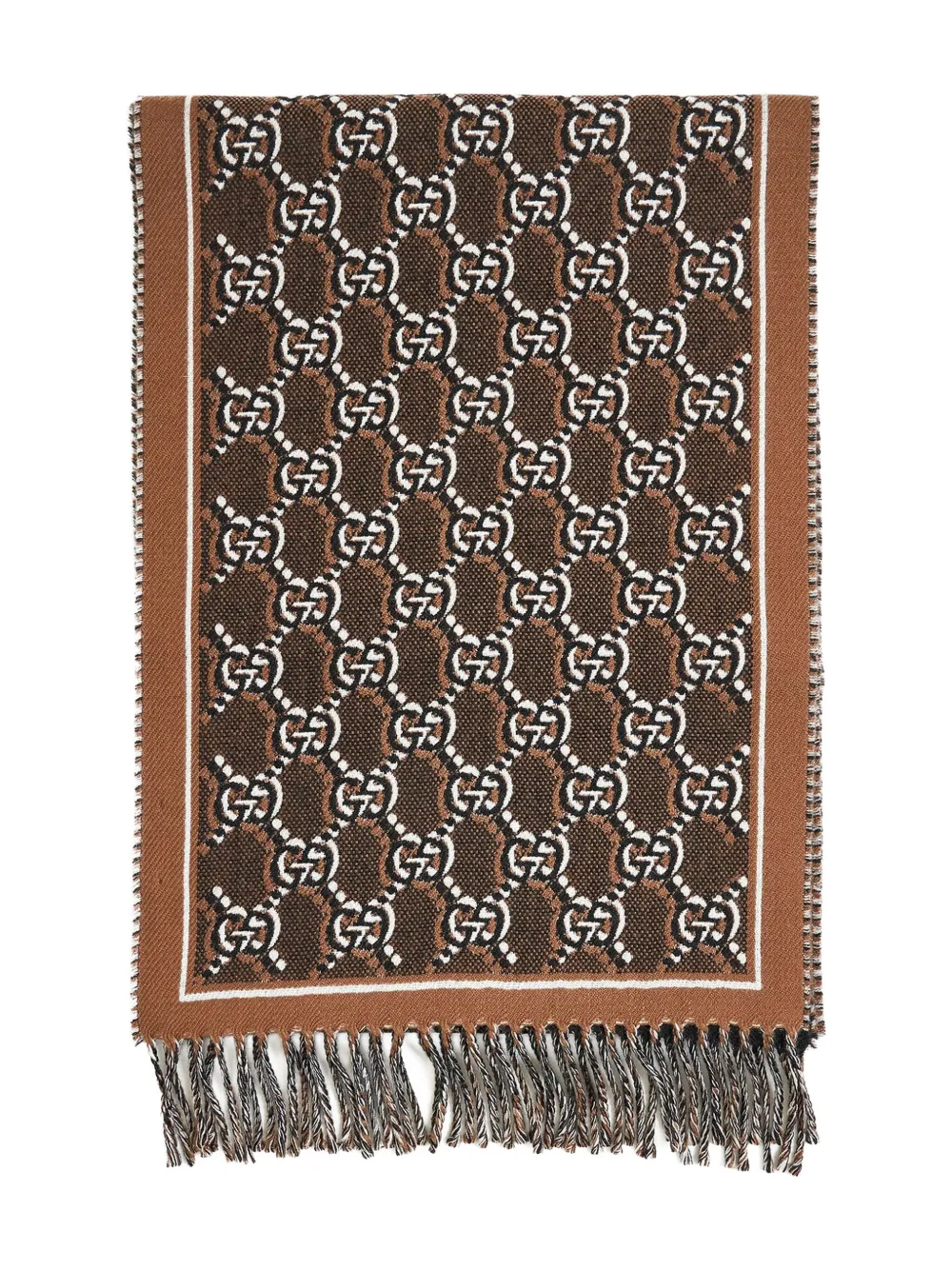 Gucci Gg Shadow Wool Jacquard Scarf In Brown
