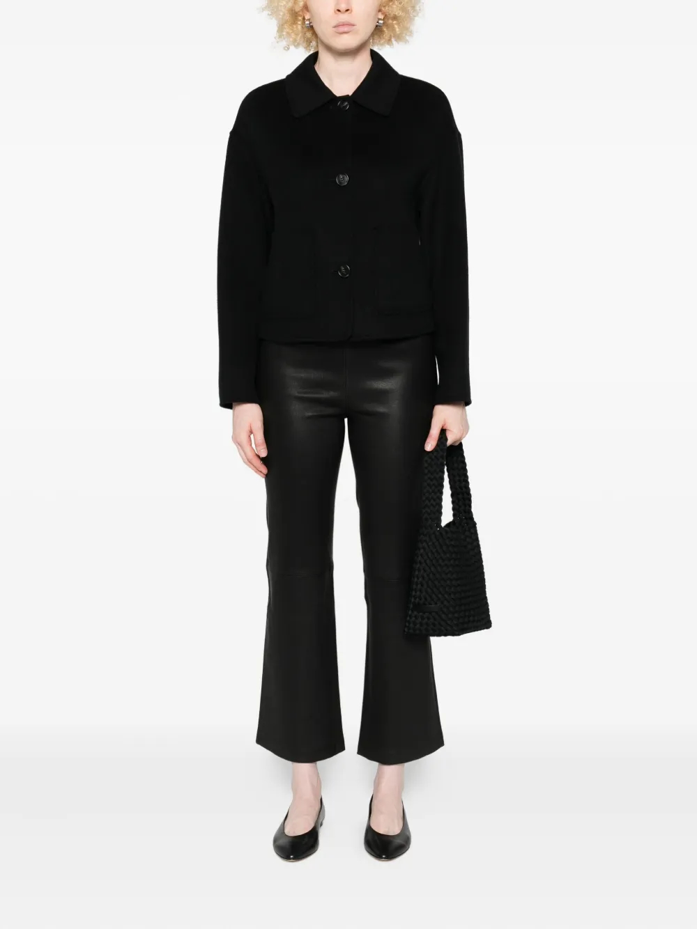 Arma Polo-collar Wool Jacket In Black