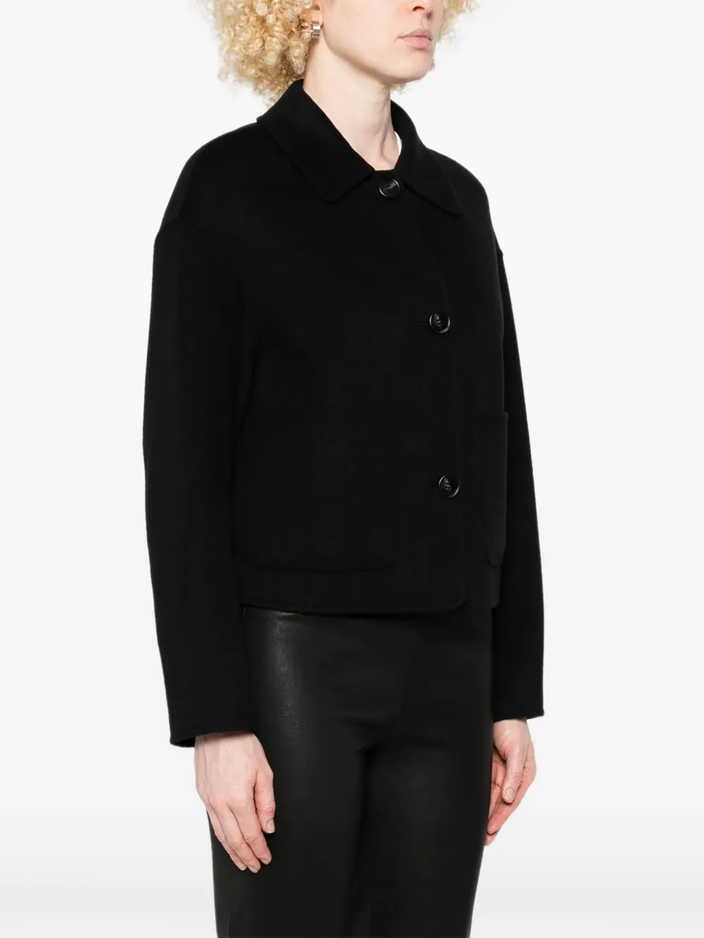 Arma Polo-collar Wool Jacket In Black