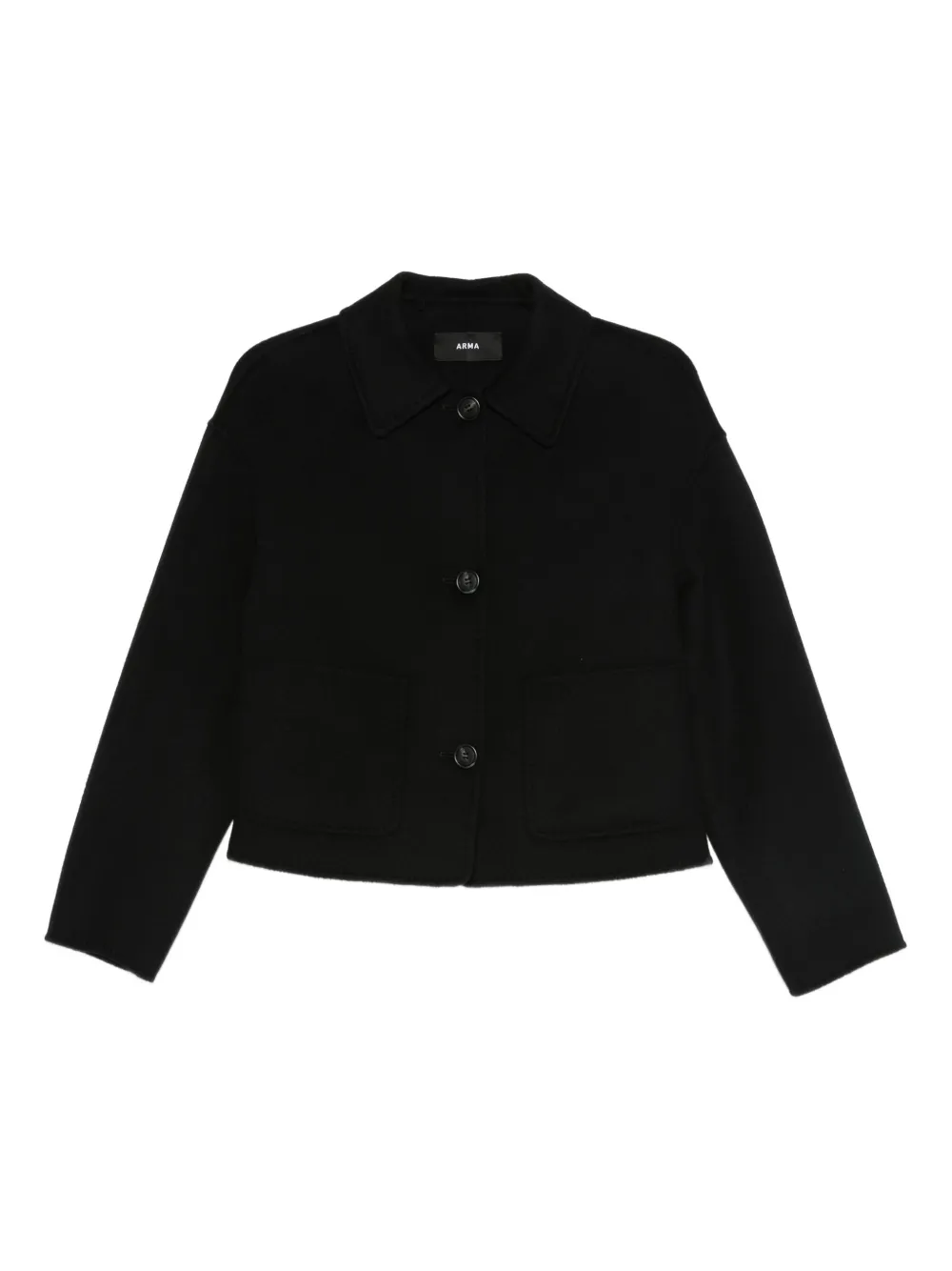 Arma Polo-collar Wool Jacket In Black