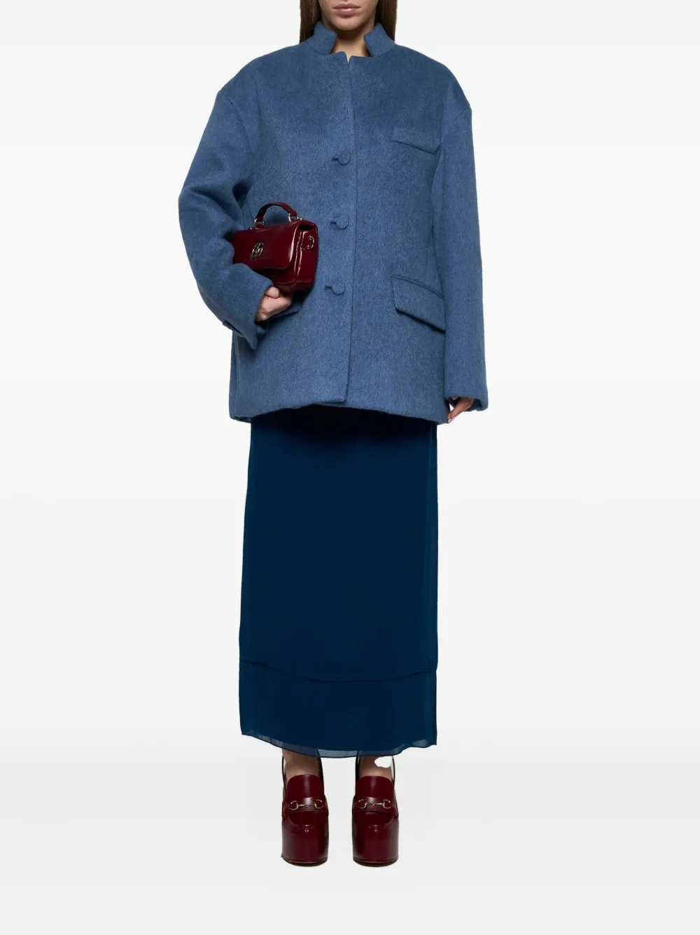 Gucci double-layer pleated skirt - Blauw