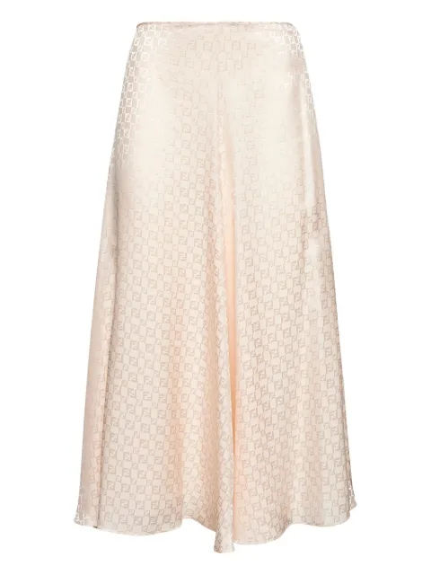 FENDI FF-logo jacquard silk midi skirt