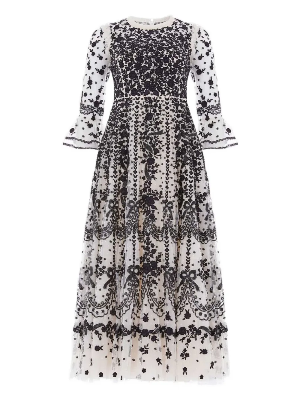 Needle & Thread Adeline Floral-embroidered Tulle Gown In Multi