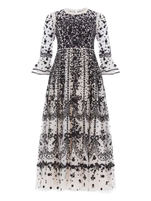 Needle & Thread vestido con bordado floral