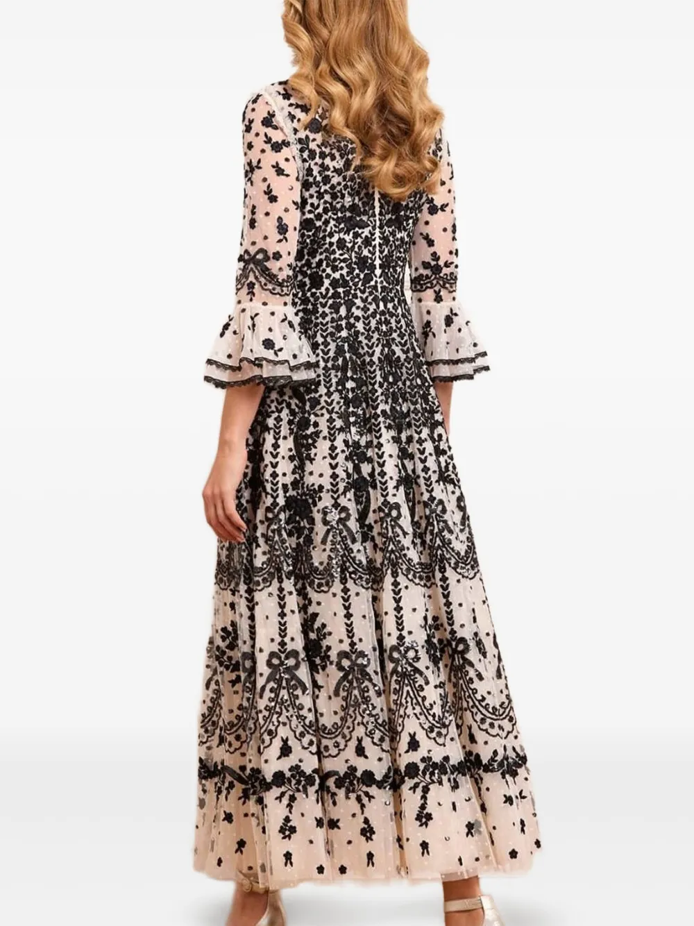 Needle & Thread Adeline Floral-embroidered Tulle Gown In Multi
