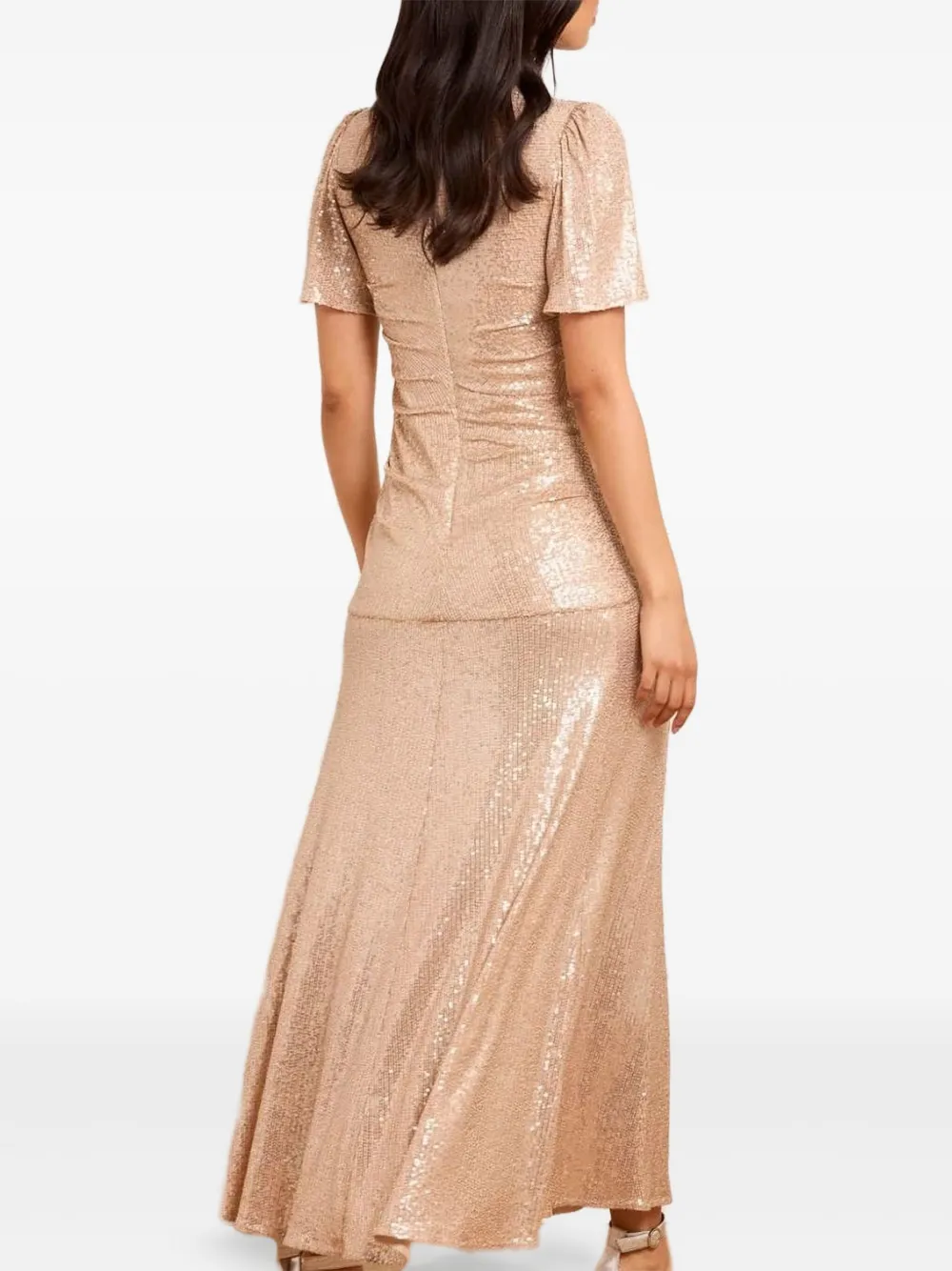 Needle & Thread Jurk cfverfraaid met pailletten Beige