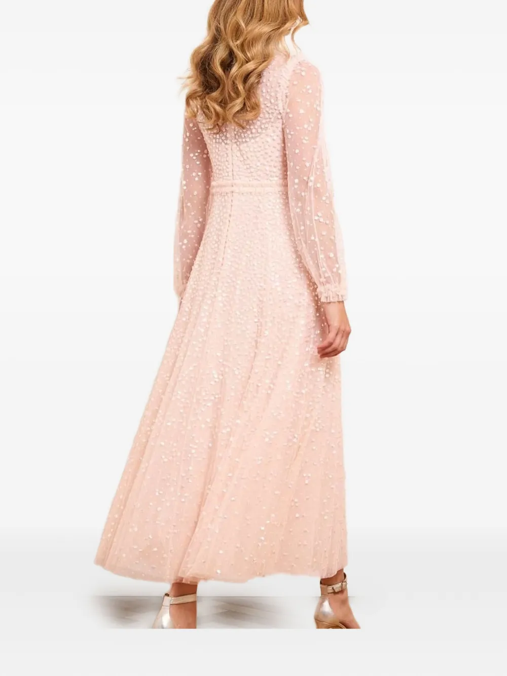 Needle & Thread Sequin-embellished Long-sleeve Dress In Pink
