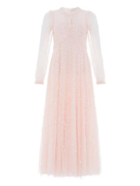 Needle & Thread robe ornée de sequins à manches longues