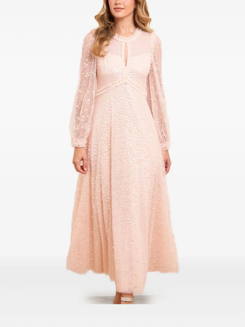 Needle & Thread Sequin-embellished Long-sleeve Dress In Pink