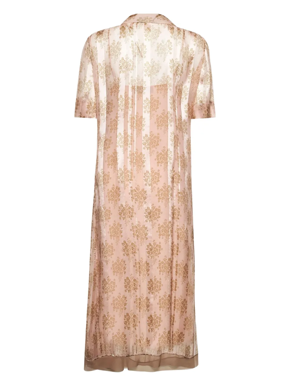 FENDI floral-bouquet motif shirt dress - Beige