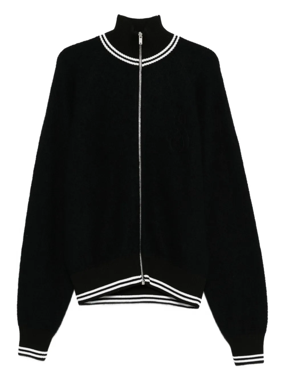 Jil Sander zip-front ribbed-trim cardigan | Black | Image 1