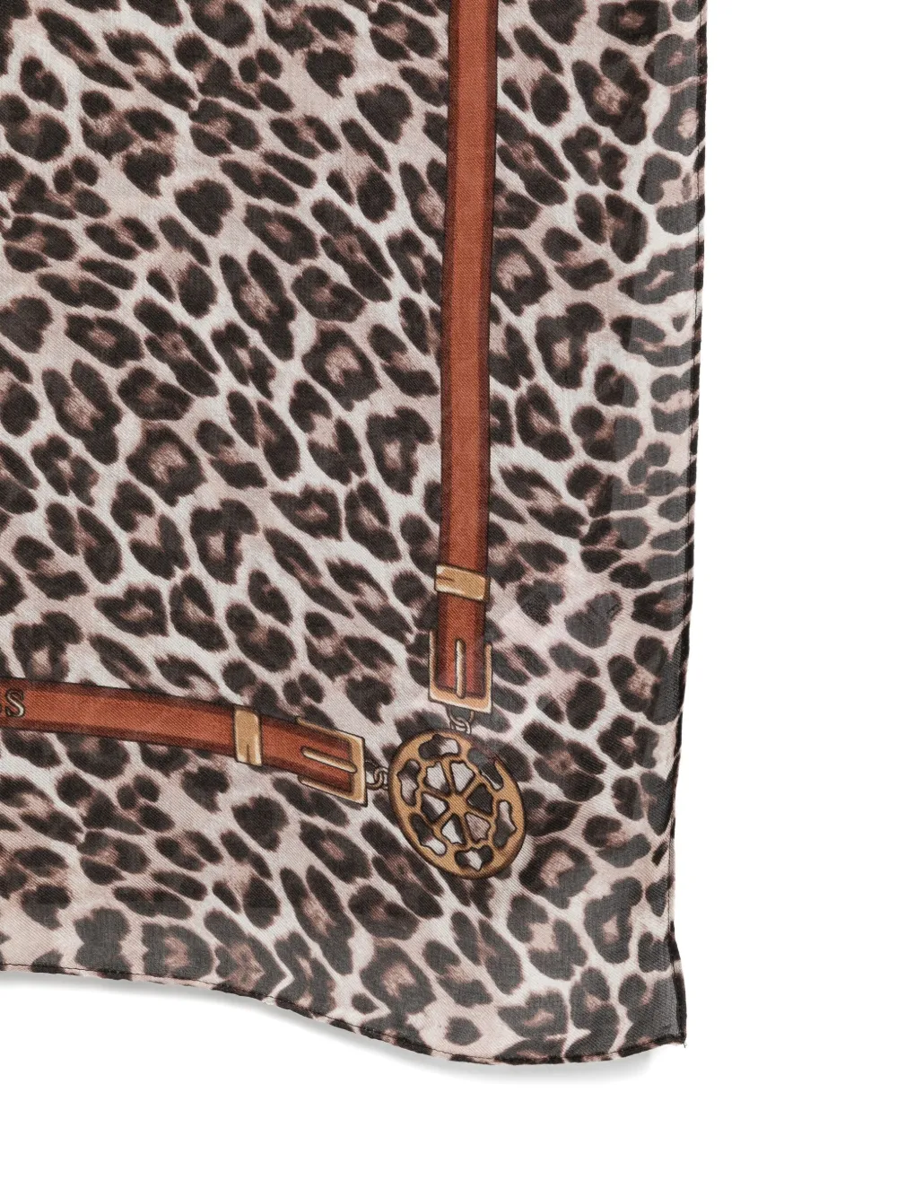 Guess Usa Leopard-print Scarf In Brown