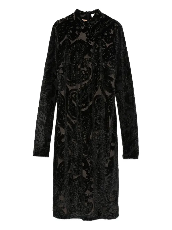 Etro Paisley-pattern Velvet Dress in Black