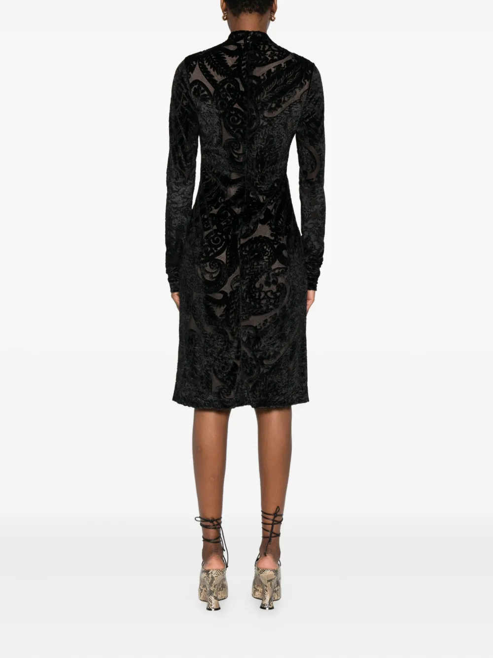 Etro Paisley-pattern Velvet Dress In Black