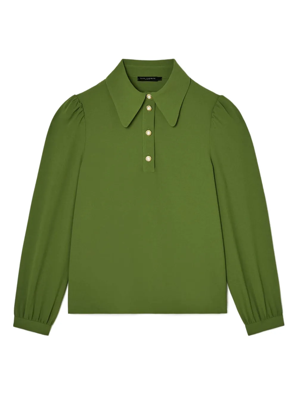 Tara Jarmon Puffed-sleeve Polo Top In Green