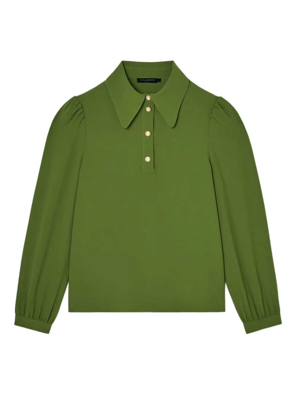Tara Jarmon puffed-sleeve polo top | Green | Image 1